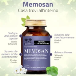 Salugea Memosan Integratore Memoria e Concentrazione, 60 Capsule Vegetali