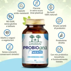 Salugea ProbioGea Mente Integratore Probiotico per l’Umore, 60 Capsule Vegetali Acido-Resistenti
