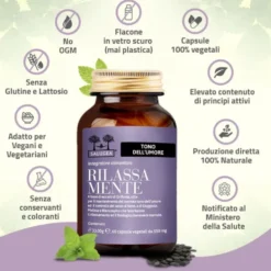 Salugea Rilassa Mente Integratore Buonumore e Lucidità Mentale, 60 Capsule Vegetali