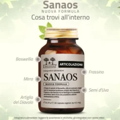 Salugea Sanaos Nuova Formula Integratore Articolazioni Tendini e Legamenti, 60 Capsule Vegetali