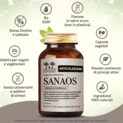Salugea Sanaos Nuova Formula Integratore Articolazioni Tendini e Legamenti, 60 Capsule Vegetali