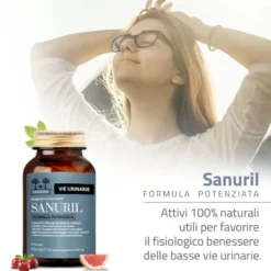 Salugea Sanuril Formula Potenziata Integratore Vie Urinarie, 60 Capsule Vegetali