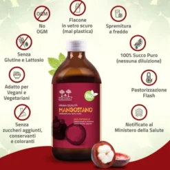 Salugea Succo Mangostano Bio Integratore Stomaco e Intestino, 500ml