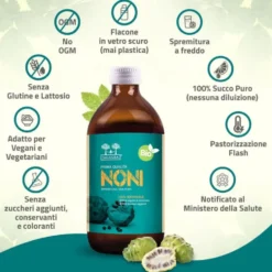 Salugea Succo Noni Bio Integratore Stanchezza Fisica e Mentale, 500ml