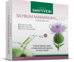 Santiveri Silybum Marianum E.S.P. - Integratore Silybum marianum L per il fegato, 10 fiale da 10 ml