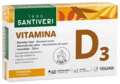 Santiveri Vitamina D3 - Integratore alimentare di vitamina d3 vegana per le ossa, 60 compresse