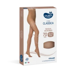 Sauber Classica - Collant microrete 70 denari colore medio per la circolazione, 1 paio taglia 3