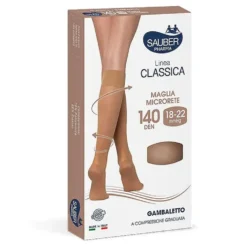 Sauber Classica - Gambaletto Microrete 140DEN 18-22mmHg Nero Taglia 4, 1 paio