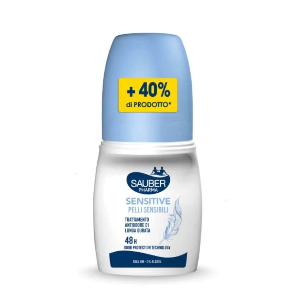 Sauber Deo 48h Sensitive - Deodorante roll-on lenitivo per pelli sensibili, 70 ml