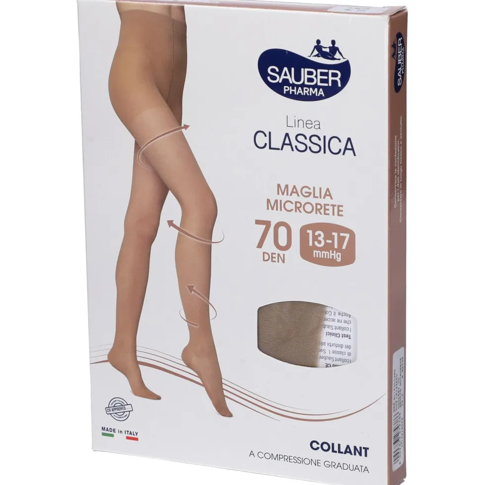 Sauber Linea Classica - Collant 70 denari microrete per il microcircolo, taglia 3 neutro beige