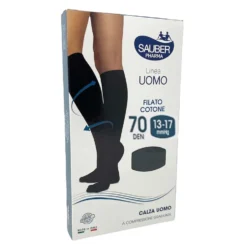 Sauber Uomo Filato Cotone Calza 70 DEN 13-17 mmHg compressione graduata colore blu taglia L/XL