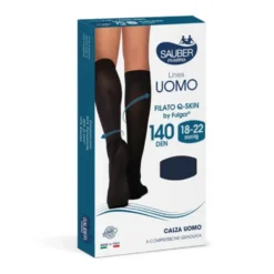 Sauber Uomo QSkin Calza 140 DEN 18-22 mmHg compressione graduata taglia L colore nera, 1 paio