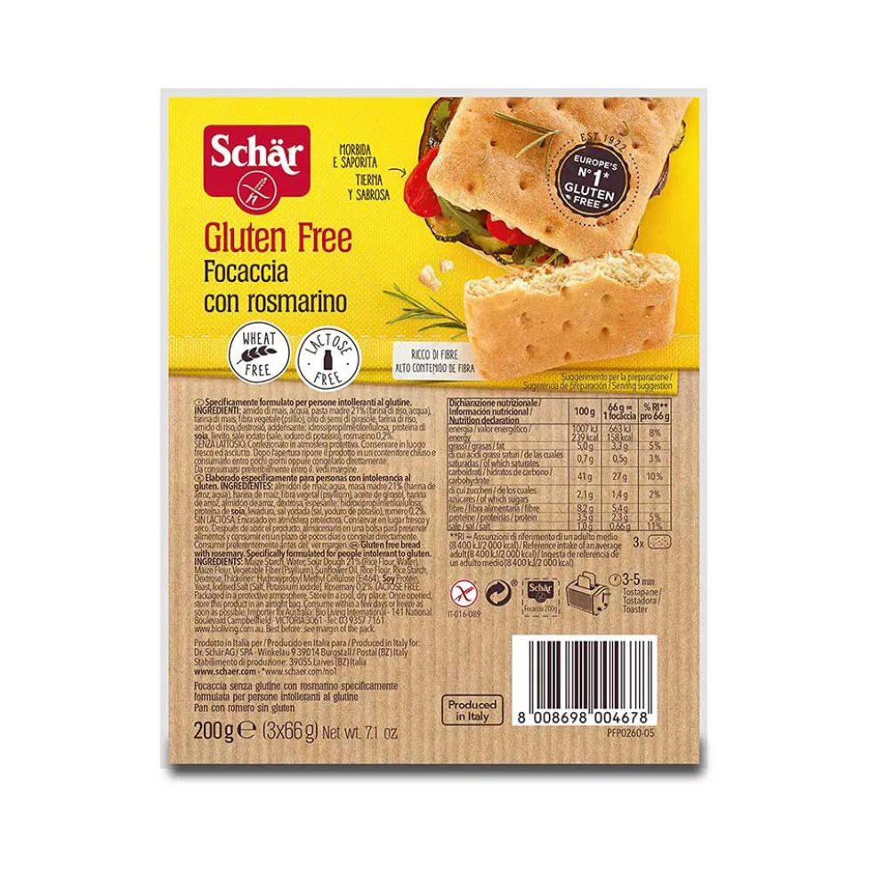 Schar Focaccia con Rosmarino Senza Glutine, 200g