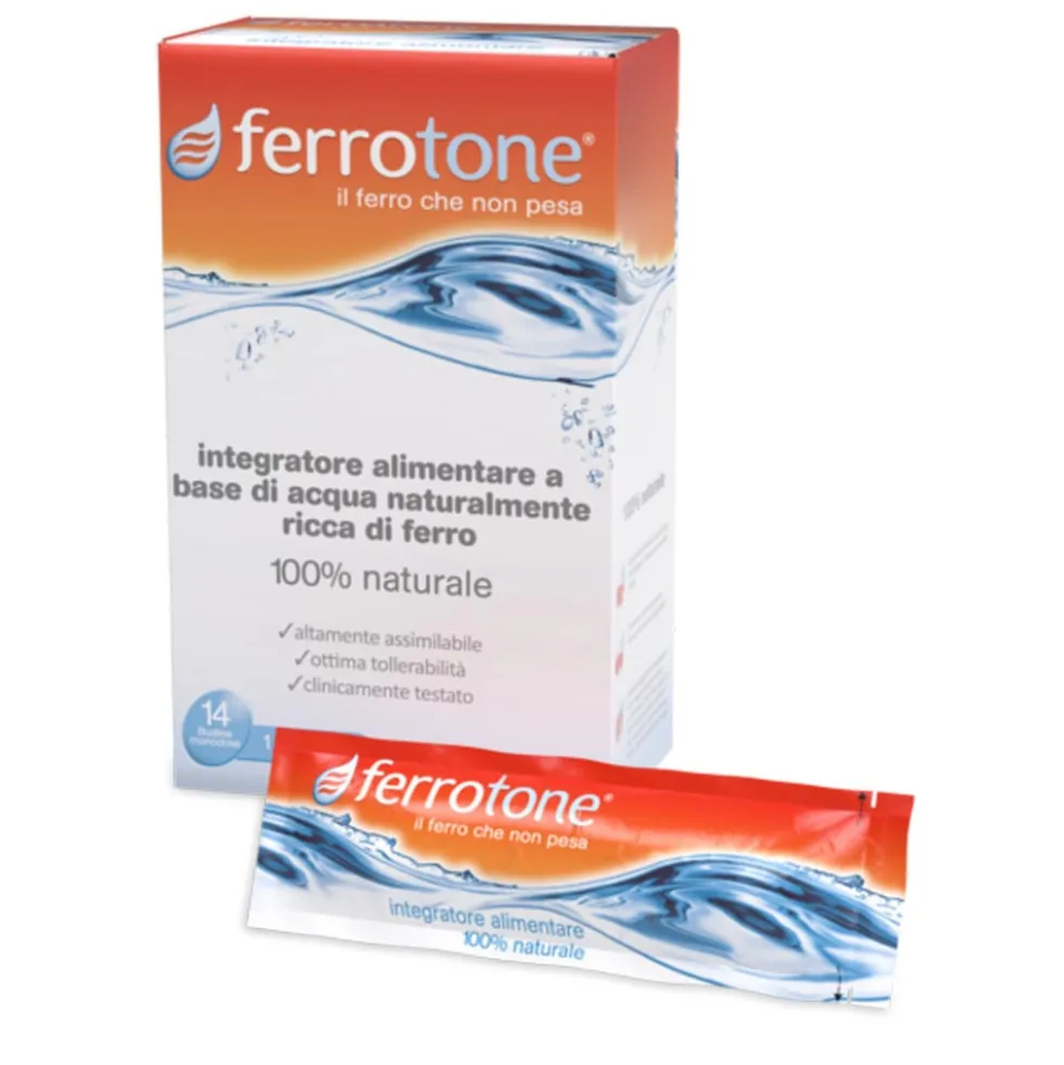Schwabe Pharma Ferrotone - Integratore di ferro per la carenza di minerali, 14 bustine