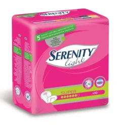Serenity Light Lady Super - Assorbenti per l'incontinenza urinaria femminile, 30 assorbenti