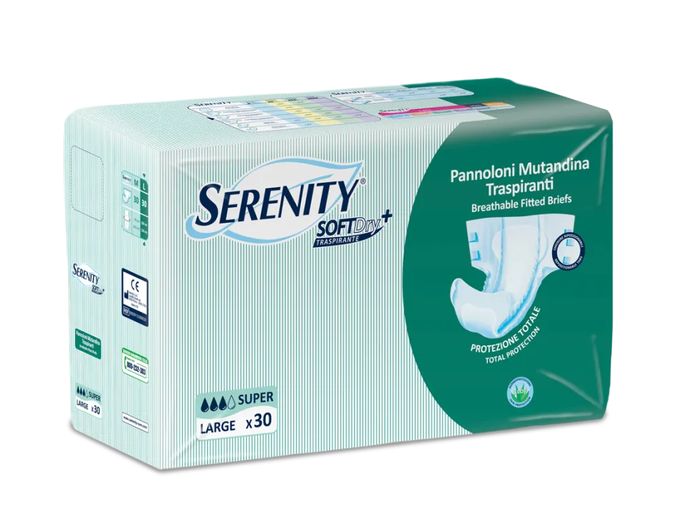 Serenity Softdry Super - Pannolone Softdry large per l'incontinenza, 30 pezzi