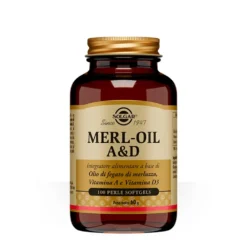 Solgar Merl Oil A & D - Integratore ricostituente a base di olio di fegato di merluzzo, 100 perle