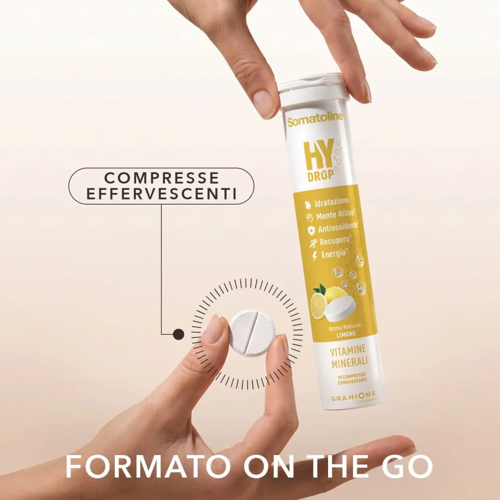 Somatoline HyDrop Electrolyte Integratore per l'idratazione gusto limone, 20 compresse