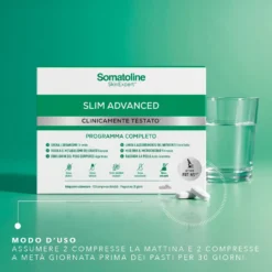 Somatoline Slim Advanced Integratore alimentare snellente e drenante, 120 compresse
