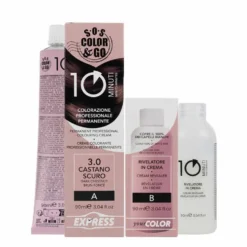 Sos Color & Go set colorazione 3.0 castano scuro - Tinta permanente in 10 minuti, 2 pezzi da 90 ml