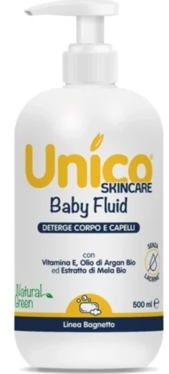 Sterilfarma Unico Baby Fluid - Gel emolliente a base di avena per il corpo e i capelli, 500 ml
