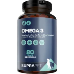 Suprapet Omega 3 Cani e Gatti Integratore EPA DHA, 80 Perle Appetibili