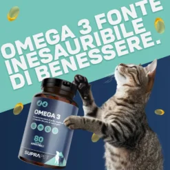 Suprapet Omega 3 Cani e Gatti Integratore EPA DHA, 80 Perle Appetibili