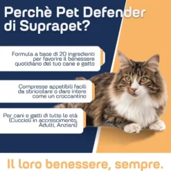 Suprapet 360 Pet-Defender Multivitaminico Cani e Gatti Integratore Vitamine, 90 Compresse