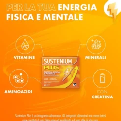 Sustenium Plus Integratore Energizzante con Vitamine Minerali e Aminoacidi, 22 Bustine