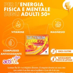 Sustenium Plus 50+ - Integratore energizzante per l'energia fisica e mentale, 24 bustine