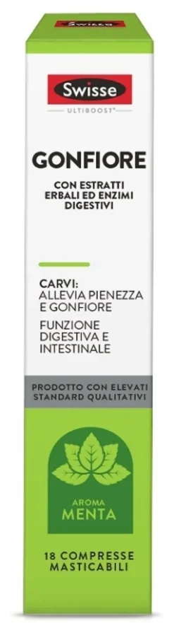 Swisse Gonfiore Integratore per la digestione e il gonfiore addominale, 18 compresse masticabili