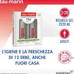 Tau-marin Dentifricio gel rinfrescante - Ricarica da viaggio per l'igiene orale, 2 tubi da 20 ml