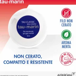 Tau-marin Tau Classic - Filo interdentale non cerato per la rimozione della placca, 50 m