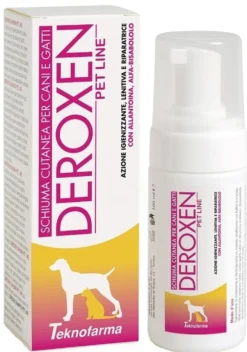 Teknofarma Schiuma Deroxen Pet Line - Detergente igienizzante per cani e gatti, 100 ml