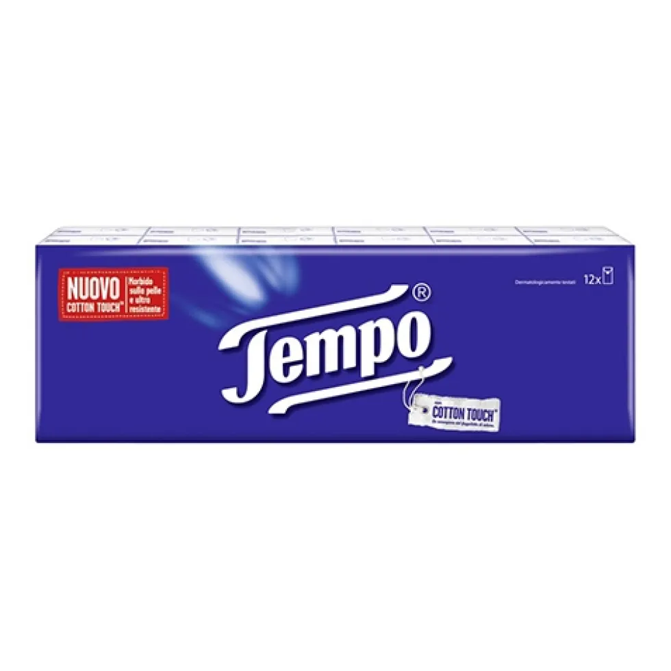 Tempo Classic - Fazzoletti tascabili a 4 veli per il raffreddore, 12 pacchetti da 9 pezzi
