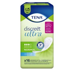 Tena Discreet Ultra Normal - Assorbenti per le perdite urinarie leggere, 16 assorbenti