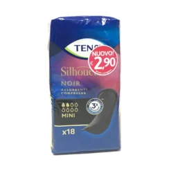 Tena Silhouette Noir Mini - Assorbenti monouso per le perdite urinarie leggere, 18 pezzi