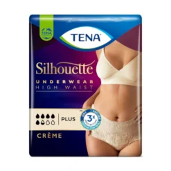 Tena Silhouette Plus Crème - Mutandine assorbenti a vita alta per perdite urinarie taglia L, 8 pezzi