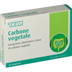 Teva Carbone Vegetale - Integratore alimentare per la digestione e il meteorismo, 40 compresse
