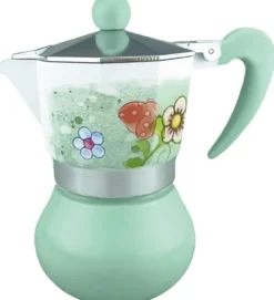 THUN Caffettiera sul fuoco - Moka in ceramica decorata per servire il caffè, 1 caffettiera