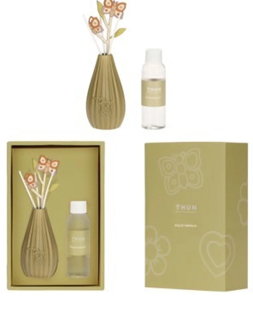 THUN Diffusore Bulbo Oliva - Profumatore d'ambiente in ceramica per la casa, cofanetto da 100 ml