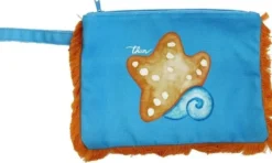 Thun Pochette Pochette blu con motivo marino e laccetto da polso, 1 pochette