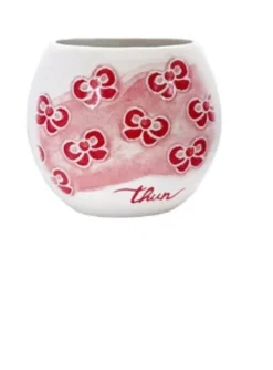 THUN Porta spazzolino fiocchi rossi - Contenitore in ceramica per l'igiene orale, 1 pezzo