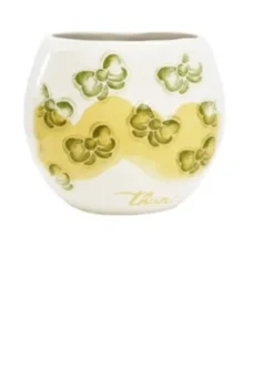 Thun Porta spazzolino fiocchi verdi - Contenitore in ceramica per l'igiene orale, 1 pezzo