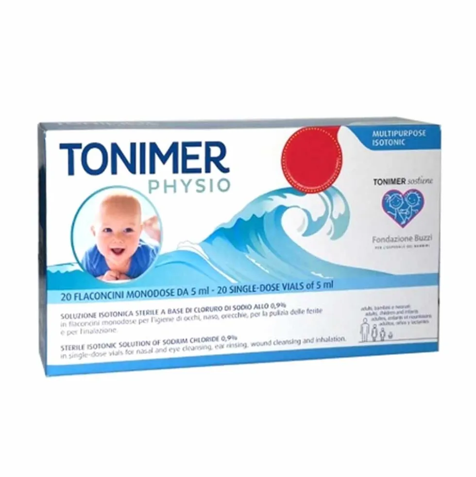 Tonimer Physio - Soluzione isotonica per l'igiene di occhi, naso e orecchie, 20 flaconcini da 5 ml