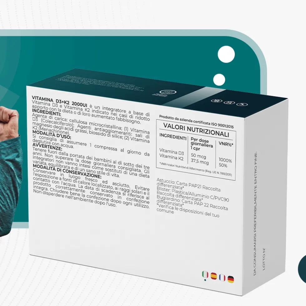 T-Rex Vitamina D3 + K2 2000 UI - Integratore alimentare per le ossa e il cuore, 160 compresse
