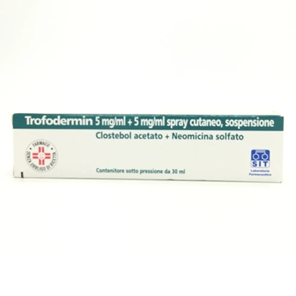 Trofodermin 5% + 5% Spray Cutaneo, Sospensione Flacone 30 Ml
