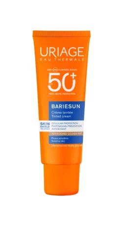 Uriage Bariésun Crema Colorata Dorata SPF 50+ Crema solare viso illuminante e protettiva, 50 ml
