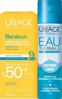 Uriage Bariésun Duo - Kit solare viso SPF50+ per la protezione e l'idratazione, 2 pezzi da 50 ml