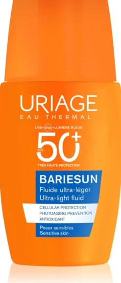 Uriage Bariésun fluido ultra-leggero SPF50+ Protezione solare per la pelle sensibile, 30 ml